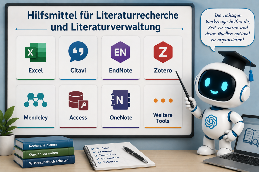 Übersicht wichtiger Programme zur Literaturrecherche und Literaturverwaltung.